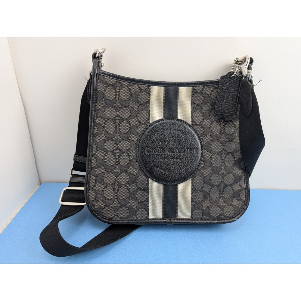 Coach Black Dempsey Signature Jacquard Cross Body File Bag CA195